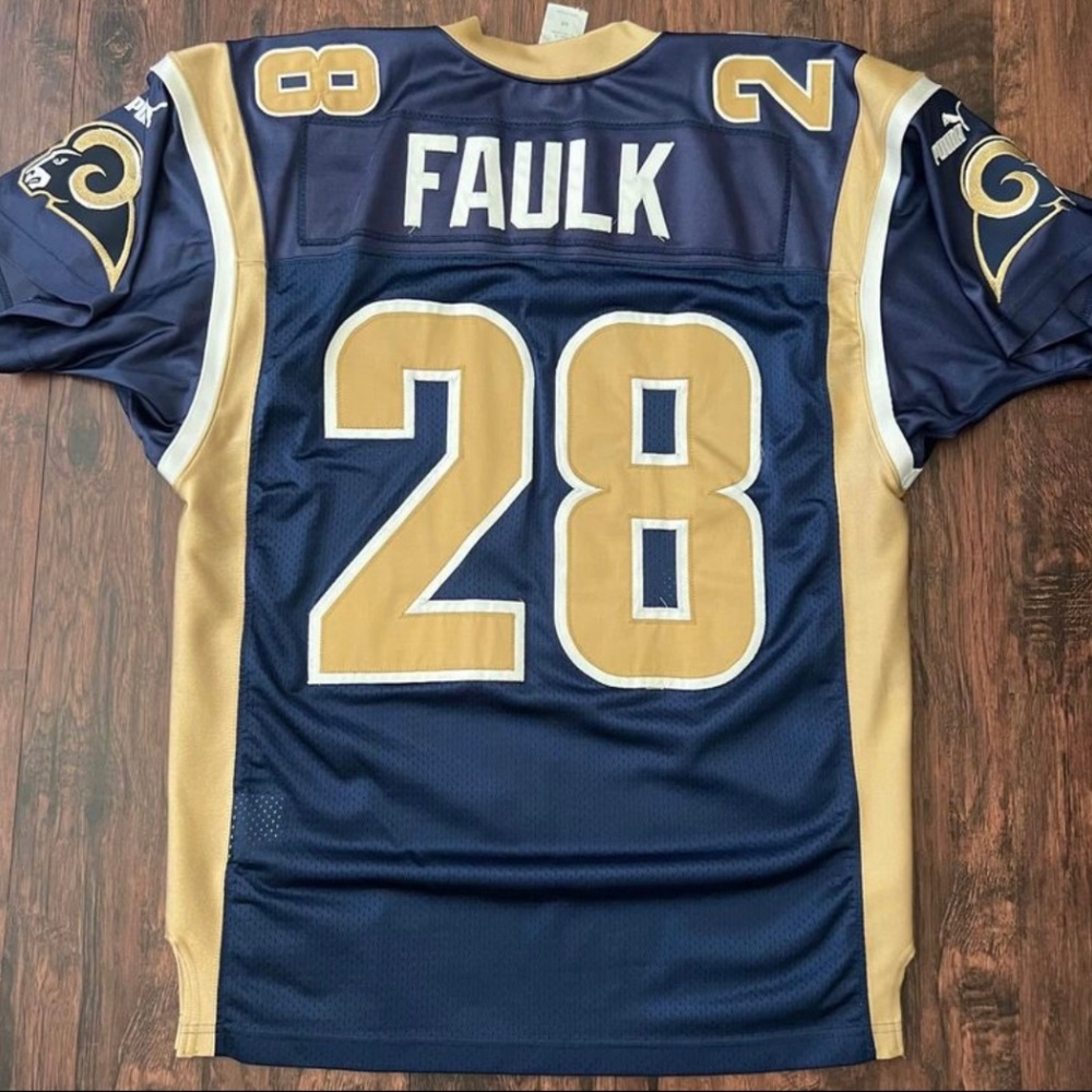 MARSHALL FAULK 2000 ST LOUIS RAMS AUTHENTIC VINTAGE THROWBACK STITCHED PUMA JERS